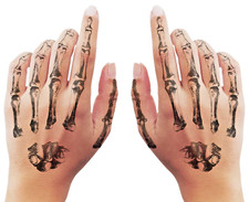 SET Realistic Gothic SKELETON HAND BONES Halloween Temporary Fake Tattoos Makeup picture