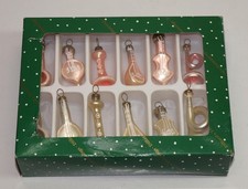 Dillard Trimmings Miniature 12 PINK & WHITE MUSICAL INSTRUMENTS Glass Ornaments picture