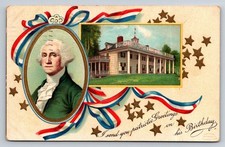 1910 George Washington Birthday Mount Vernon Patriotic Postcard picture