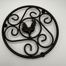 Rooster Trivet Hot Plate Vintage Brown 7.25