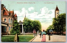 K29/ Atlanta Georgia Postcard c1910 Peachtree Street Homes Trolley 218 picture