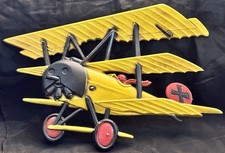 Vintage 1975 HOMCO Cast Metal Yellow WWI Triplane Wall Plaque Decor 1232-BX-B picture