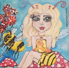 Bumblebee Faery Collectible Vintage Style Art Print 8x10 Toadstool Fairy Gothic picture