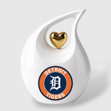 Large Metal Cremation Urn for Human Ashes Adult Detroit Tiger Teardrop Urn 10 In picture