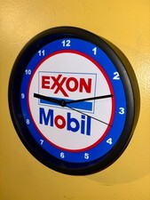 Exxon Mobil Gas Service Station Oil Garage Man Cave Clock Advertising Sign picture