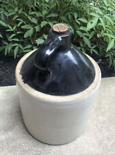 Vintage Moonshine Jug Stoneware Pottery, 2 Tone Brown & Beige 13” X 9” Dia. picture