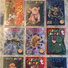 Ty Beanie Babies 1999 Hologram Trading Card Lot 9 Batty Spinner Stripes picture