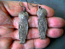 Southwestern Native American Navajo Sun Face Zia Sterling Silver Earrings 2.6