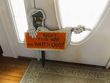 VINTAGE HALLOWEEN OOAK ARTIST MADE WOOD SIGN PARTY DECORATION MUST SEE  #1 picture