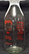 Vintage Broguiere's 1996 Milk Glass Bottle Quart Knock Knock Joke Stamped Number picture