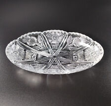 Antique Cut Glass Crystal Relish Dish Stars Thistles Pattern American Brilliant picture