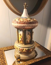 Lipstick ~ Cigarette Musical Box. Italian Capodimonte Porcelain Reuge Musical Ca picture