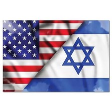 Magnet Me Up American and Israeli Flag Magnet Decal, 4x6 Inches, Blue and White picture