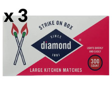 3 pack Diamond Greenlight Strike on Box Wooden Matches Kitchen 900 Ct, picture