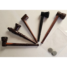 5” Rosewood Smoking Pipe- Lot of 5 - Quality Wood HANDMADE w/ Screens  picture