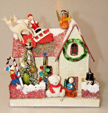 VTG SANTA Delivery Large Putz Angel House Christmas Tree Ornament Decor Japan picture