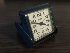 servicedVintage Mechanical Soviet Alarm Clock ZARIA Portable Pocket Trave USSR  picture