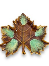 Anna Van Briggle Art Pottery Maple Leaf Dish Signed MCM Colorado Springs picture
