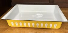 Cathrineholm Baking Pan Lotus Enamelware 13.5” x 9” Lasagne Vtg Yellow/White picture