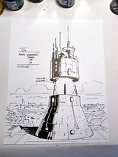 JUSTICE LEAGUE ANIMATED-production art—Guardians Watchtower rough—Paul Rivoche picture