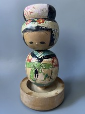 Vtg Japanese Kokeshi Doll Bobblehead Nodder Wooden Hand Painted Geisha 9