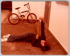 Vtg Color Snapshot Woman Ground Slingshot Adidas Sneakers Bmx Bicycle Patio picture