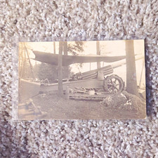Vtg WWI RPPC Heavy Artillery Tracked Tractor Gun Cannon Military Postcard picture