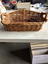 Vintage Rustic Rectangular Woven Wicker Storage Basket W/Handles 19Wx11Dx6H picture