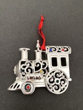 Lenox Sparkle & Scroll Multi Crystal Train Engine Silverplate Ornament 856516 picture