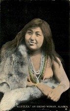 Alaska AK Inuit Eskimo Woman Kla-Claa Partial Nude c1900s-10s Postcard bhn picture