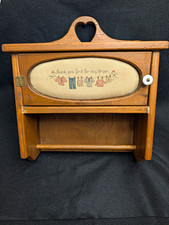 Vtg Handmade Wood Hand washing and towel Cabinet Wall Mount  picture