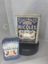 Vintage Ricqlès Alcool De Menthe Advertising Tin Lot Large Cartexpo & Small... picture