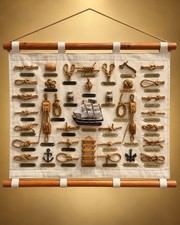 Vintage Nautical Knot Board Wall Hanging Maritime Sailboat Rope Display Decor picture