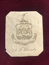 19th Cent Original EX LIBRIS BOOKPLATE A. F. Donnelly picture