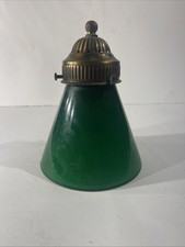 1920s emerald green cased glass lamp shade with a ventilated brass fitter picture
