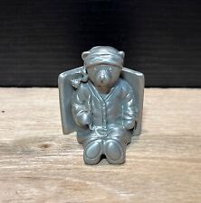 Vintage Selangor Pewter Night time Teddy Bear Figure Sitting Against A Book 3311 picture