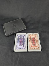 Vintage KEM Plastic Playing Cards Double Deck Red & Blue Victorian Pattern picture