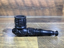 Engraved Wooden Black Smoking Pipe Handmade 4