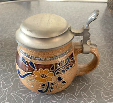 MERKELBACH beer mug stoneware salt glaze w/ pewter lid 1998 memories of Germany picture