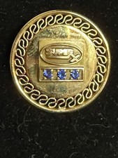 Vintage 1/20 12K GF Super X Service Award Pin Lapel Brooch 3 Blue Stone picture