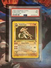 1999 Kabutops Fossil 1st Edition Holo Pokemon Card #9/62 PSA 7 Graded picture