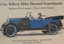 JEWETT SIX DISPLAY SIGN 1922 - 1926 VINTAGE MAGAZINE AD CUT SHEET LOTUS BLUE CAR picture