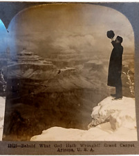 Man Looking Over Edge Of Grand Canyon Arizona Keystone Stereoview Photo picture