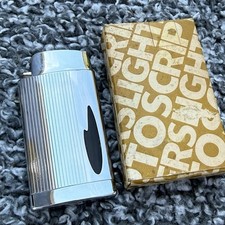 Vintage Scripto Butane Lighter Chrome Ribbed USA Original Box Sold as Is picture