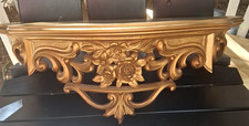MCM 1969 Hollywood Regency Syroco Floating Shelf #5101 Ornate Gold Rose 19