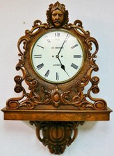 Rare Huge Monumental Antique J W Benson 8Day twin Fusee Carved Walnut Wall Clock picture