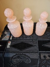 3 Portieux Vallerysthal pink opaline perfume bottle set with stoppers picture