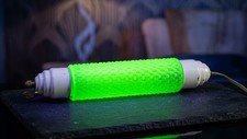 Vintage 1930s Art Deco Uranium Glass Bed Lamp Hobnail Headboard Light Glows P&S picture