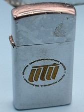 Vintage 1976 United Transportation Advertising HP Chrome Slim Zippo Lighter picture
