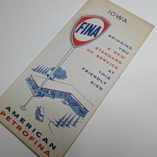 1959 Fina Iowa Gas Oil Road Map Rand McNally US Highway Route 30 Des Moines Vtg picture